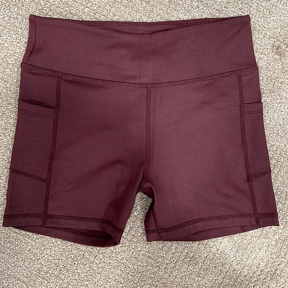ZYIA Burgundy Athletic Pocket Shorts